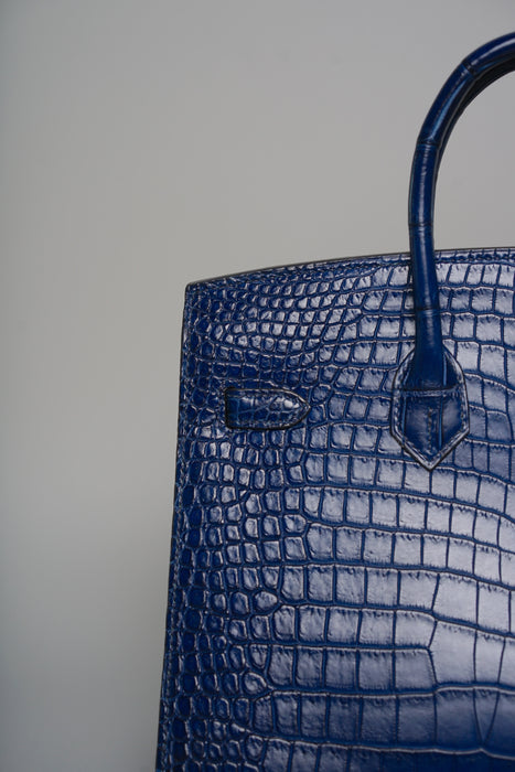 Hermes Birkin 25 in Aizome Porosus Crododile Phw
