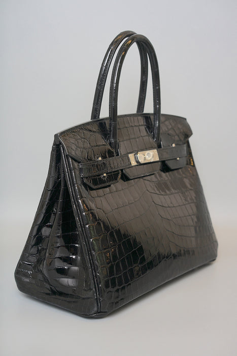 Hermes Birkin 30 in Black Shiny Niloticus Phw