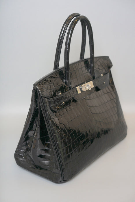Hermes Birkin 30 in Black Shiny Niloticus Phw