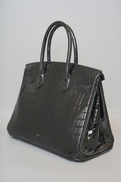 Hermes Birkin 30 in Black Shiny Niloticus Phw