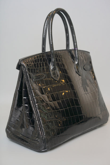 Hermes Birkin 30 in Black Shiny Niloticus Phw