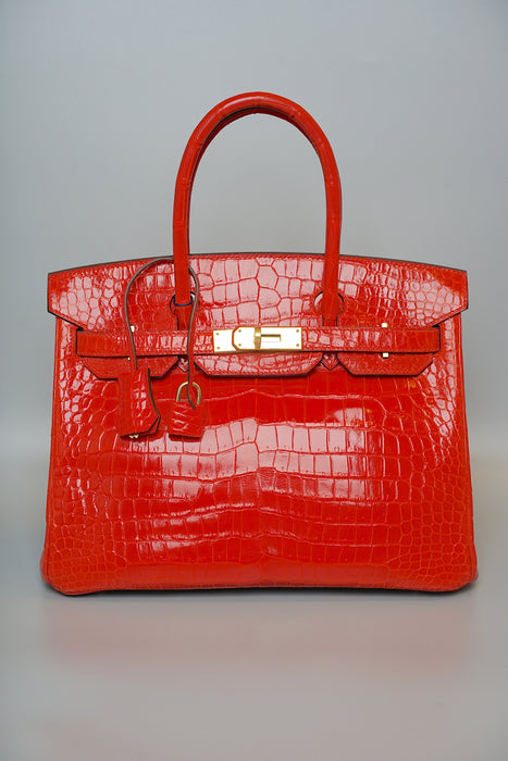 Hermes Birkin 30 in Geranium Shiny Porosus Ghw