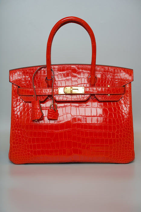 Hermes Birkin 30 in Geranium Shiny Porosus Ghw