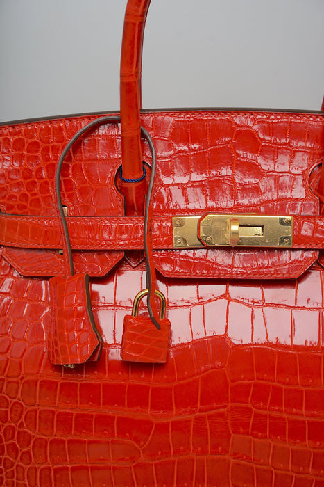 Hermes Birkin 30 in Geranium Shiny Porosus Ghw