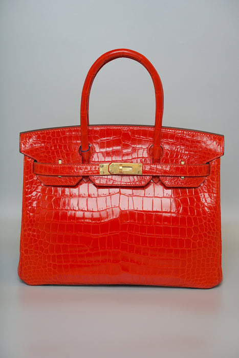 Hermes Birkin 30 in Geranium Shiny Porosus Ghw
