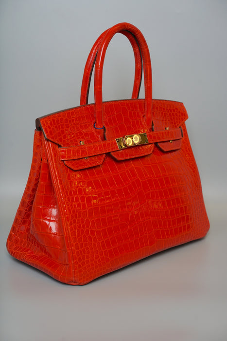 Hermes Birkin 30 in Geranium Shiny Porosus Ghw