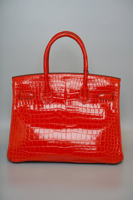Hermes Birkin 30 in Geranium Shiny Porosus Ghw