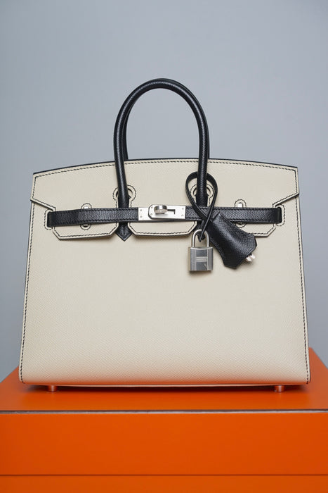Hermes Birkin 25 Panda HSS in Nata x Black Epsom Brushed Phw (Brand New)