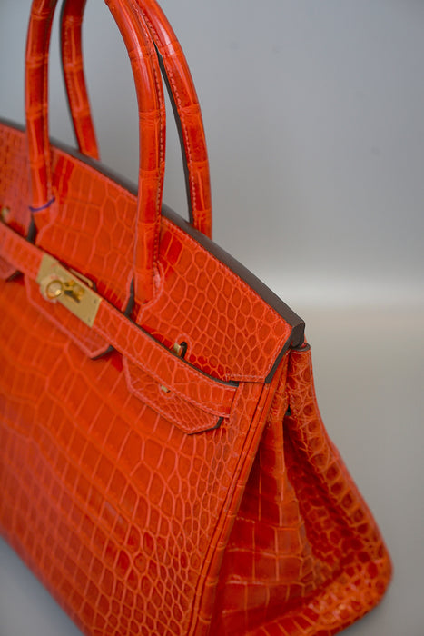Hermes Birkin 30 in Geranium Shiny Porosus Ghw