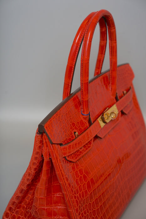 Hermes Birkin 30 in Geranium Shiny Porosus Ghw
