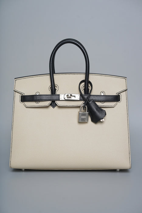 Hermes Birkin 25 Panda HSS in Nata x Black Epsom Brushed Phw (Brand New)