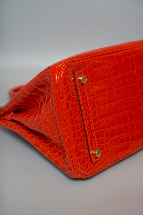 Hermes Birkin 30 in Geranium Shiny Porosus Ghw