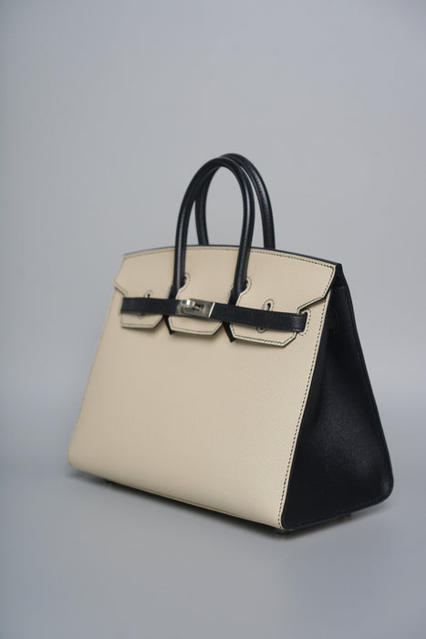 Hermes Birkin 25 Panda HSS in Nata x Black Epsom Brushed Phw (Brand New)