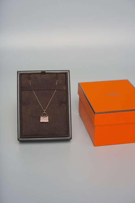 Hermes Amulettes Kelly Pendant in Rose Gold and Pink Sapphire (Brand New)