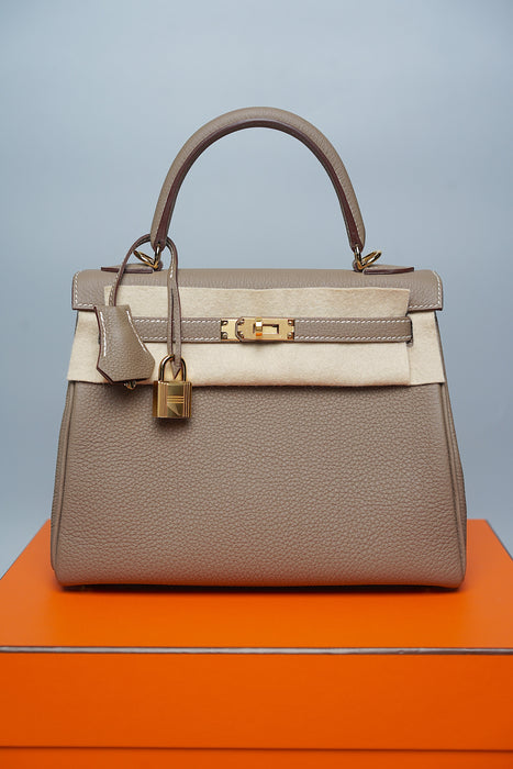 Hermes Kelly 25 Retourne in Etoupe Togo Ghw (Brand New)