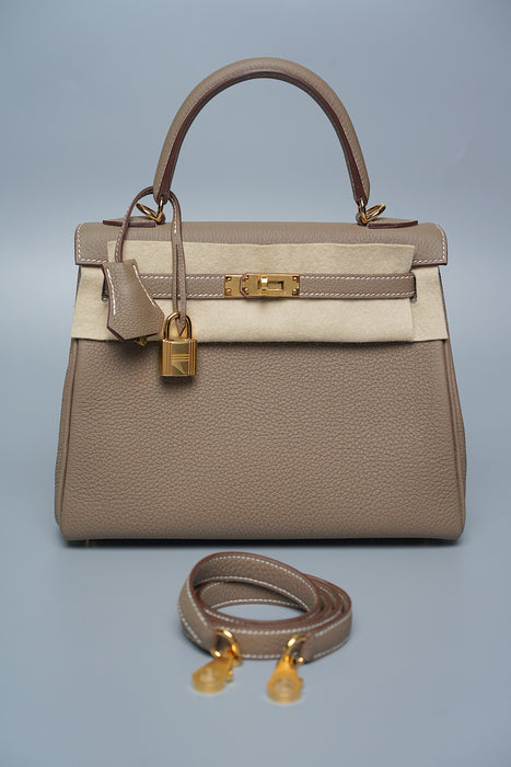 Hermes Kelly 25 Retourne in Etoupe Togo Ghw (Brand New)