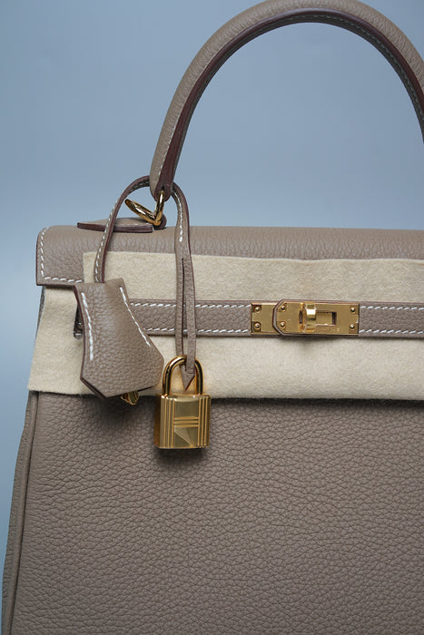 Hermes Kelly 25 Retourne in Etoupe Togo Ghw (Brand New)