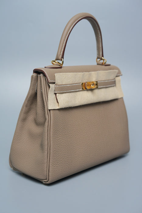 Hermes Kelly 25 Retourne in Etoupe Togo Ghw (Brand New)