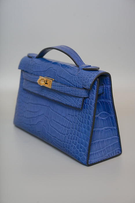 Hermes Kelly Pochette in Blue Royal Matte Alligator Ghw