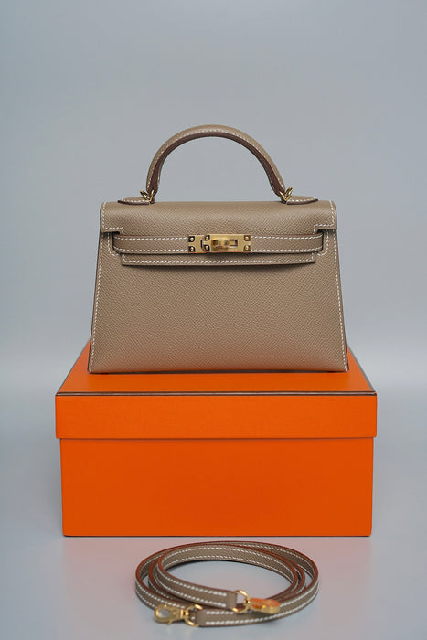 Hermes Kelly 20 in Etoupe Epsom Ghw (Brand New)