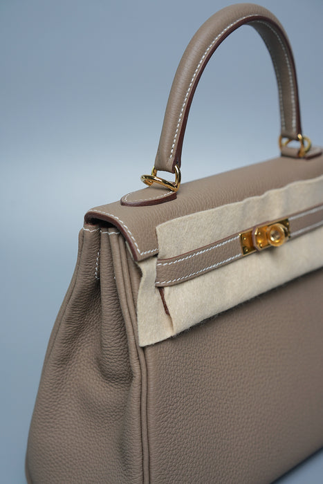 Hermes Kelly 25 Retourne in Etoupe Togo Ghw (Brand New)