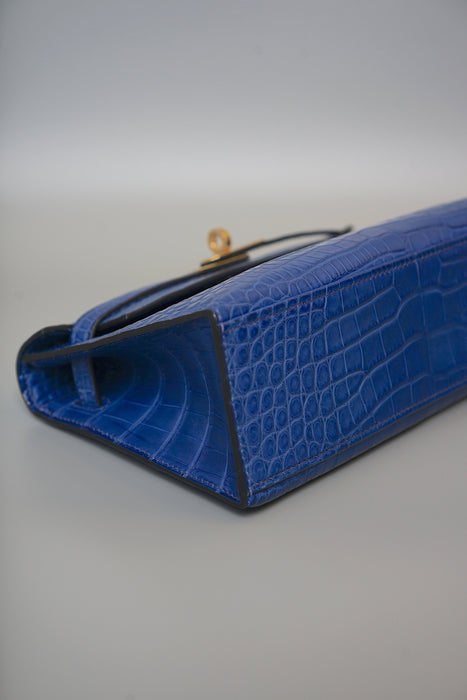 Hermes Kelly Pochette in Blue Royal Matte Alligator Ghw