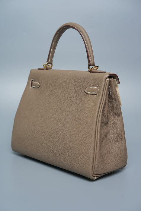 Hermes Kelly 25 Retourne in Etoupe Togo Ghw (Brand New)