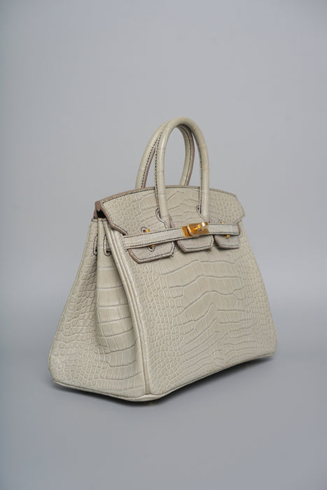 Hermes Birkin 25 HSS in Gris Perle Matte Alligator Bghw