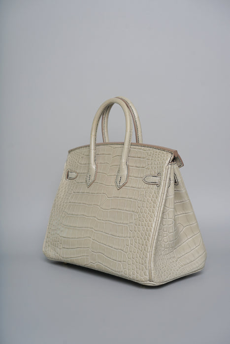Hermes Birkin 25 HSS in Gris Perle Matte Alligator Bghw