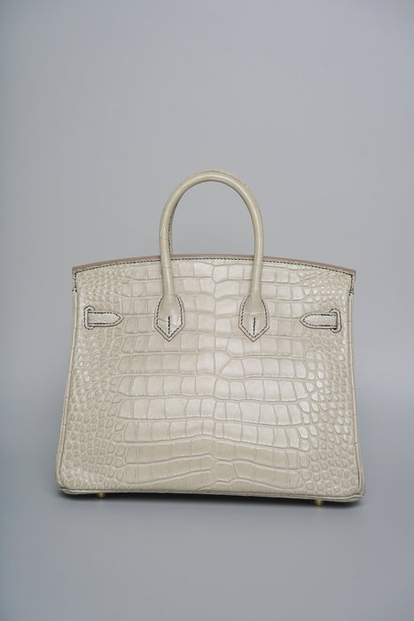 Hermes Birkin 25 HSS in Gris Perle Matte Alligator Bghw