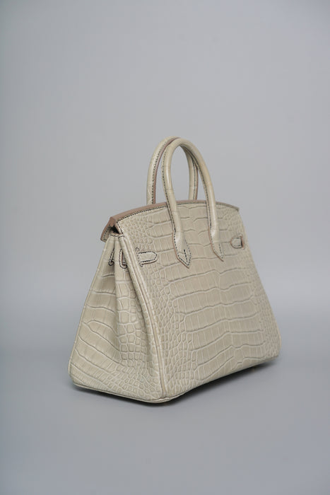 Hermes Birkin 25 HSS in Gris Perle Matte Alligator Bghw