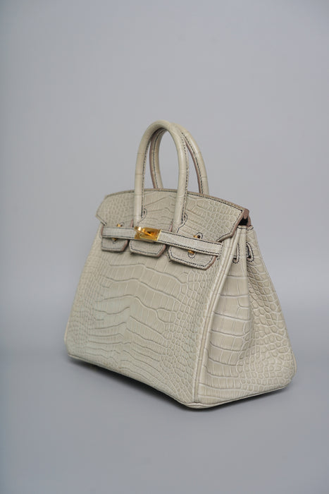 Hermes Birkin 25 HSS in Gris Perle Matte Alligator Bghw