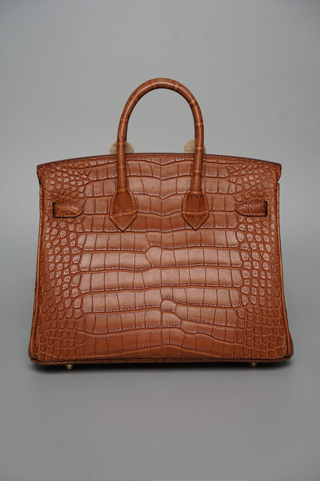 Hermes Birkin 25 in Gold Matte Alligator Ghw (Brand New)