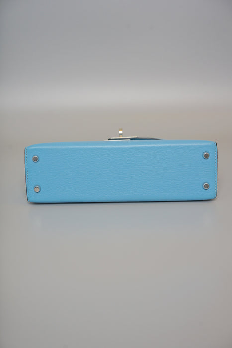 Hermes Kelly 20 in Blue Celeste Chevre Phw (Brand New)