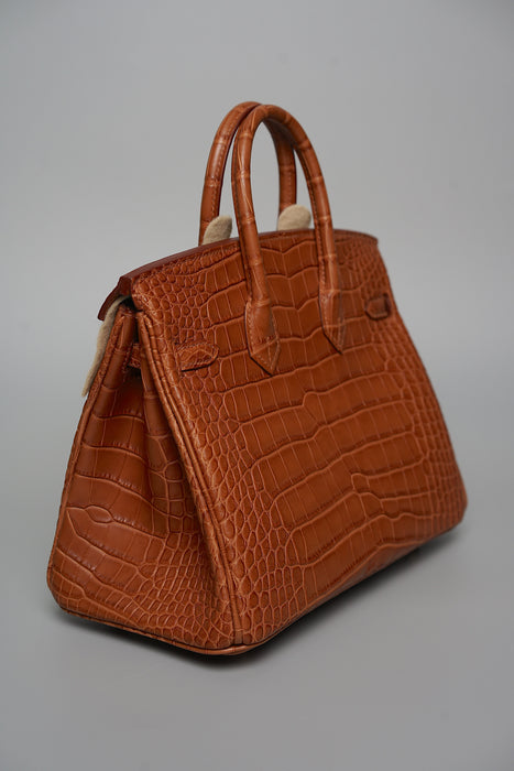 Hermes Birkin 25 in Gold Matte Alligator Ghw (Brand New)