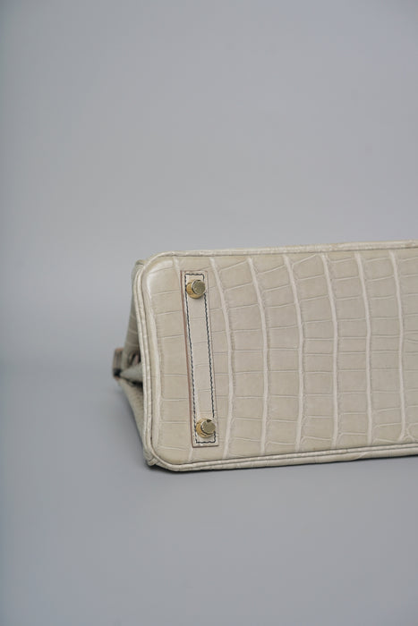Hermes Birkin 25 HSS in Gris Perle Matte Alligator Bghw