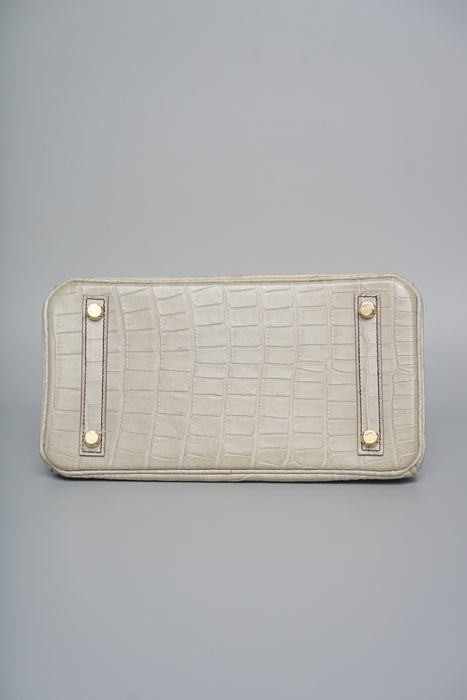 Hermes Birkin 25 HSS in Gris Perle Matte Alligator Bghw