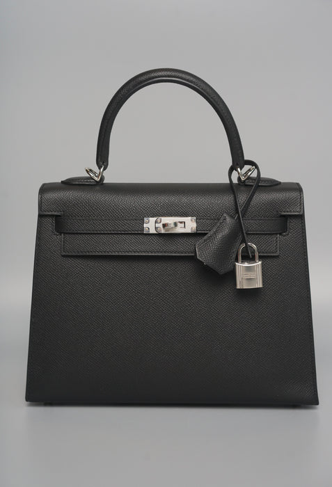 Hermes Kelly 25 in Black Epsom Phw (Brand New)