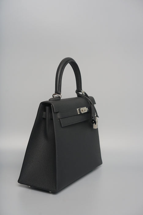 Hermes Kelly 25 in Black Epsom Phw (Brand New)