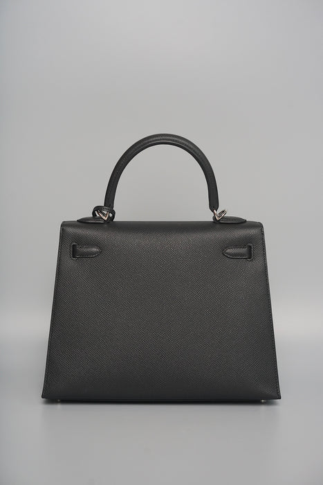 Hermes Kelly 25 in Black Epsom Phw (Brand New)