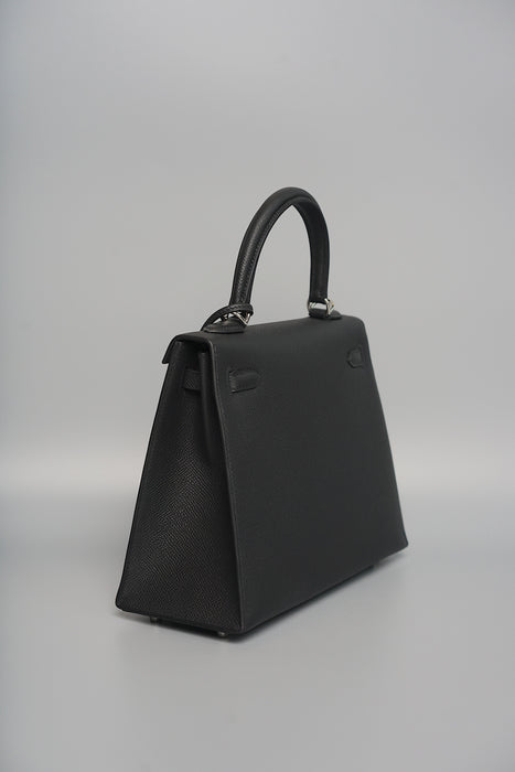 Hermes Kelly 25 in Black Epsom Phw (Brand New)