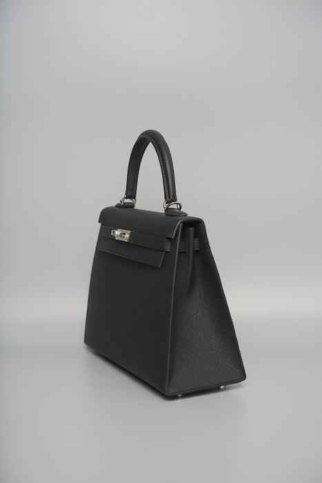 Hermes Kelly 25 in Black Epsom Phw (Brand New)