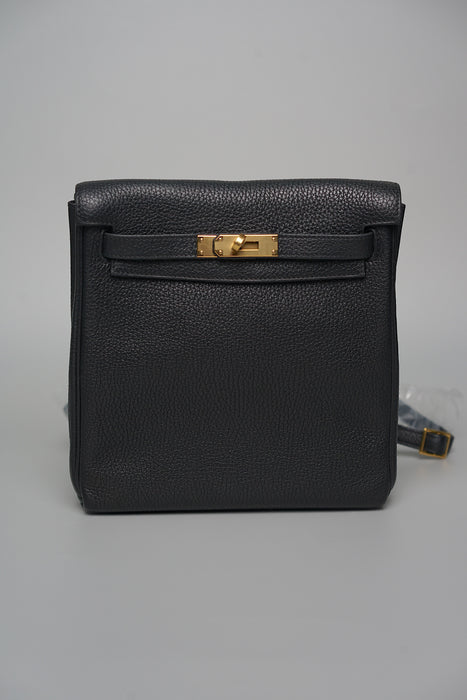 Hermes Kelly 22 Ado Backpack in Black Ghw (Brand New)