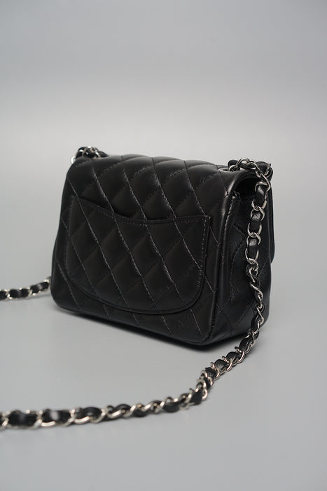 Chanel Classic Mini Square Flap in Black Lambskin Shw (Brand New)