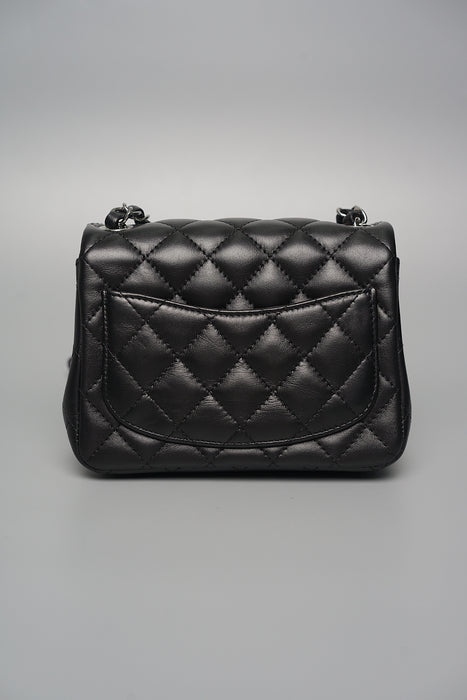 Chanel Classic Mini Square Flap in Black Lambskin Shw (Brand New)