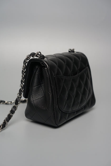 Chanel Classic Mini Square Flap in Black Lambskin Shw (Brand New)