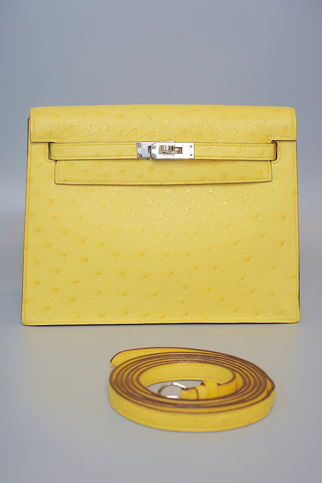 Hermes Kelly Danse in Jaune Citron Ostrich Phw (Brand New)