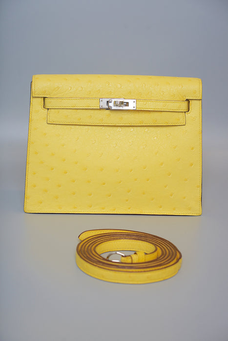 Hermes Kelly Danse in Jaune Citron Ostrich Phw (Brand New)
