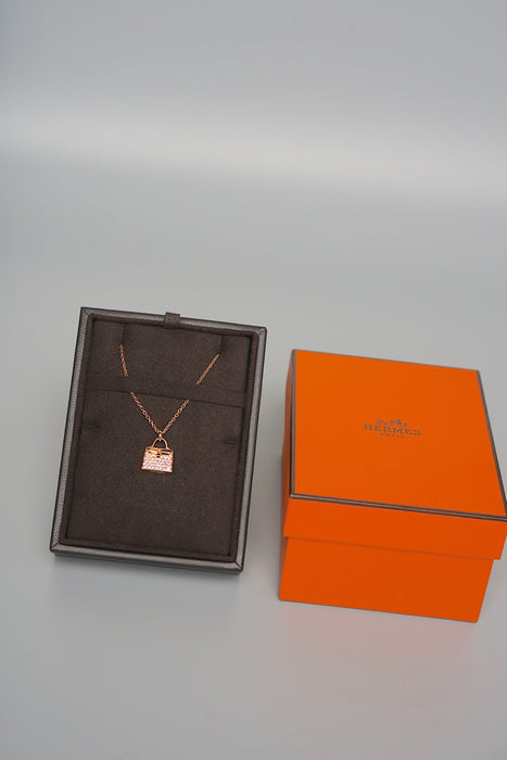 Hermes Amulettes Kelly Pendant in Rose Gold and Pink Sapphire (Brand New)