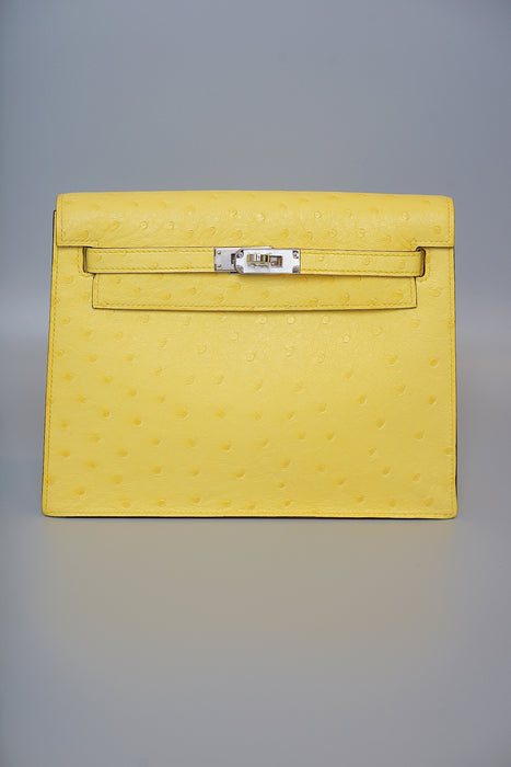 Hermes Kelly Danse in Jaune Citron Ostrich Phw (Brand New)